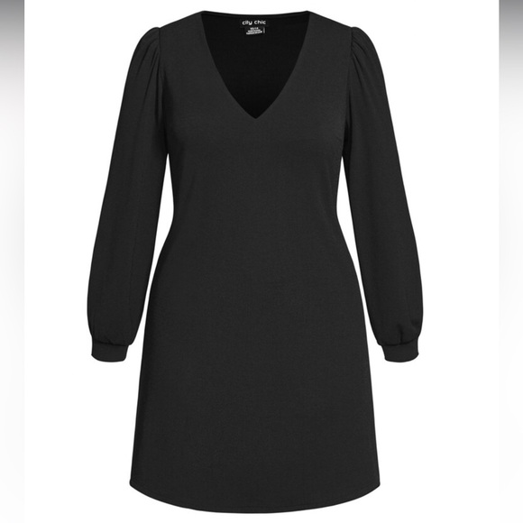 City Chic Quiero Dress Black V Neck Sheath Dress Size 14 - Picture 5 of 15